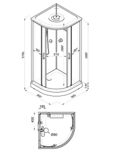 Душевая кабина Triton Прайм-Блэк Щ0000071581 90x90 см профиль чёрный стекло прозрачное